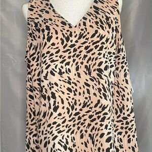 Nine West Beige and Black Animal Print Blouse size 0X